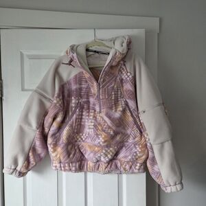 Womens Patterned Jacket - Pink and Cream